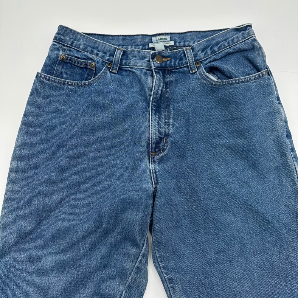 LL Bean Flannel Lined Jeans Womens 14 Reg Original Fit Relaxed Blue Plaid 216147